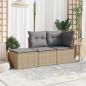 Preview: ARDEBO.de - 3-tlg. Garten-Sofagarnitur mit Kissen Beige Poly Rattan