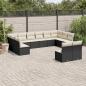 Preview: ARDEBO.de - 12-tlg. Garten-Sofagarnitur mit Kissen Schwarz Poly Rattan