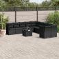 Preview: ARDEBO.de - 11-tlg. Garten-Sofagarnitur mit Kissen Schwarz Poly Rattan