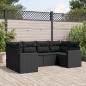 Preview: ARDEBO.de - 6-tlg. Garten-Sofagarnitur mit Kissen Schwarz Poly Rattan