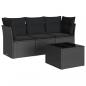 Preview: 4-tlg. Garten-Sofagarnitur mit Kissen Schwarz Poly Rattan