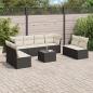 Preview: ARDEBO.de - 9-tlg. Garten-Sofagarnitur mit Kissen Schwarz Poly Rattan