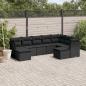 Preview: ARDEBO.de - 9-tlg. Garten-Sofagarnitur mit Kissen Schwarz Poly Rattan