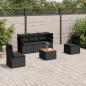 Preview: ARDEBO.de - 6-tlg. Garten-Sofagarnitur mit Kissen Schwarz Poly Rattan