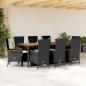 Preview: ARDEBO.de - 9-tlg. Garten-Essgruppe mit Kissen Schwarz Poly Rattan