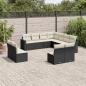 Preview: ARDEBO.de - 11-tlg. Garten-Sofagarnitur mit Kissen Schwarz Poly Rattan