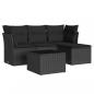 Preview: 5-tlg. Garten-Sofagarnitur mit Kissen Schwarz Poly Rattan