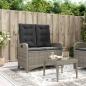 Preview: ARDEBO.de - Gartenbank Verstellbar mit Kissen Grau Poly Rattan