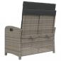 Preview: Gartenbank Verstellbar mit Kissen Grau Poly Rattan