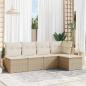 Preview: ARDEBO.de - 5-tlg. Garten-Sofagarnitur mit Kissen Beige Poly Rattan