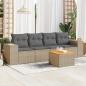 Preview: ARDEBO.de - 5-tlg. Garten-Sofagarnitur mit Kissen Beige Poly Rattan