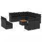 Preview: 12-tlg. Garten-Sofagarnitur mit Kissen Schwarz Poly Rattan