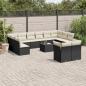 Preview: ARDEBO.de - 13-tlg. Garten-Sofagarnitur mit Kissen Schwarz Poly Rattan