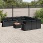 Preview: ARDEBO.de - 12-tlg. Garten-Sofagarnitur mit Kissen Schwarz Poly Rattan