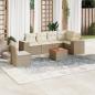 Preview: ARDEBO.de - 7-tlg. Garten-Sofagarnitur mit Kissen Beige Poly Rattan