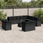 Preview: ARDEBO.de - 14-tlg. Garten-Sofagarnitur mit Kissen Schwarz Poly Rattan