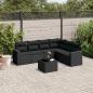 Preview: ARDEBO.de - 7-tlg. Garten-Sofagarnitur mit Kissen Schwarz Poly Rattan