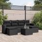 Preview: ARDEBO.de - 7-tlg. Garten-Sofagarnitur mit Kissen Schwarz Poly Rattan