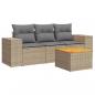 Preview: 4-tlg. Garten-Sofagarnitur mit Kissen Beige Poly Rattan