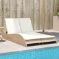 Preview: ARDEBO.de - Sonnenliege mit Auflagen Beige 114x205x73 cm Poly Rattan