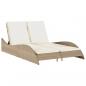 Preview: Sonnenliege mit Auflagen Beige 114x205x73 cm Poly Rattan