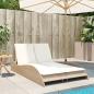 Preview: Sonnenliege mit Auflagen Beige 114x205x73 cm Poly Rattan