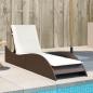 Preview: ARDEBO.de - Sonnenliege mit Auflage Braun 60x205x73 cm Poly Rattan