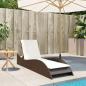 Preview: Sonnenliege mit Auflage Braun 60x205x73 cm Poly Rattan