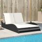 Preview: ARDEBO.de - Sonnenliege mit Auflagen Schwarz 114x205x73 cm Poly Rattan