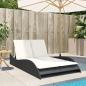 Preview: Sonnenliege mit Auflagen Schwarz 114x205x73 cm Poly Rattan