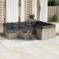 Preview: ARDEBO.de - 11-tlg. Garten-Sofagarnitur mit Kissen Grau Poly Rattan