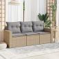 Preview: ARDEBO.de - 3-tlg. Garten-Sofagarnitur mit Kissen Beige Poly Rattan