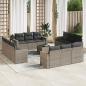 Preview: ARDEBO.de - 13-tlg. Garten-Sofagarnitur mit Kissen Grau Poly Rattan