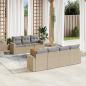 Preview: ARDEBO.de - 8-tlg. Garten-Sofagarnitur mit Kissen Beige Poly Rattan