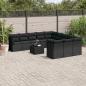 Preview: ARDEBO.de - 12-tlg. Garten-Sofagarnitur mit Kissen Schwarz Poly Rattan