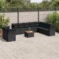 Preview: ARDEBO.de - 11-tlg. Garten-Sofagarnitur mit Kissen Schwarz Poly Rattan