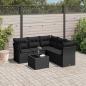 Preview: ARDEBO.de - 6-tlg. Garten-Sofagarnitur mit Kissen Schwarz Poly Rattan