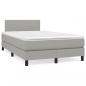 Preview: ARDEBO.de - Boxspringbett mit Matratze & LED Hellgrau 120x190 cm Stoff