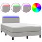 Preview: Boxspringbett mit Matratze & LED Hellgrau 120x190 cm Stoff