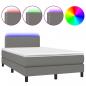 Preview: Boxspringbett mit Matratze & LED Dunkelgrau 120x190 cm Stoff