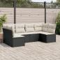 Preview: ARDEBO.de - 6-tlg. Garten-Sofagarnitur mit Kissen Schwarz Poly Rattan