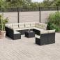 Preview: ARDEBO.de - 12-tlg. Garten-Sofagarnitur mit Kissen Schwarz Poly Rattan