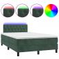 Preview: Boxspringbett mit Matratze & LED Dunkelgrün 120x190 cm Samt