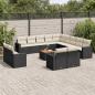 Preview: ARDEBO.de - 14-tlg. Garten-Sofagarnitur mit Kissen Schwarz Poly Rattan