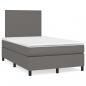 Preview: ARDEBO.de - Boxspringbett mit Matratze & LED Grau 120x190 cm Kunstleder