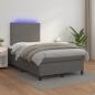 Preview: Boxspringbett mit Matratze & LED Grau 120x190 cm Kunstleder