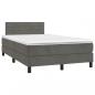 Preview: ARDEBO.de - Boxspringbett mit Matratze & LED Dunkelgrau 120x190 cm Samt