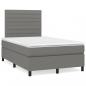 Preview: ARDEBO.de - Boxspringbett mit Matratze & LED Dunkelgrau 120x190 cm Stoff