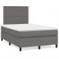 Preview: ARDEBO.de - Boxspringbett mit Matratze & LED Grau 120x190 cm Kunstleder