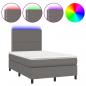 Preview: Boxspringbett mit Matratze & LED Grau 120x190 cm Kunstleder